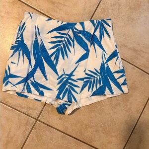 Bar III Tropical Blue Leaf Print Women's Skorts